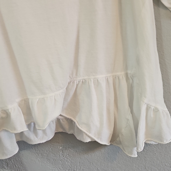 Umgee White Peplum Blouse with 3/4 Balloon Sleeves Womens Size 1X - Picture 5 of 8